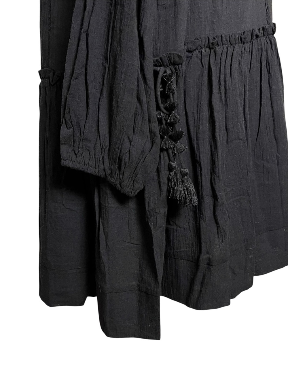 Pomander Place Ophelia NWOT Black Cotton Gauze Resort Boho Mini Dress – Size M - Picture 7 of 13